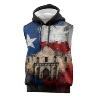 Texas Remember The Alamo Sleeveless Hoodie Distressed Splatter Paint Texan Pride