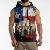 Texas Remember The Alamo Sleeveless Hoodie Distressed Splatter Paint Texan Pride