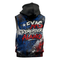Texas Remember The Alamo Sleeveless Zip Hoodie Distressed Splatter Paint Texan Pride