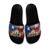 Texas Remember The Alamo Slide Sandals Distressed Splatter Paint Texan Pride