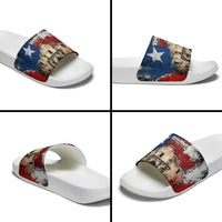 Texas Remember The Alamo Slide Sandals Distressed Splatter Paint Texan Pride