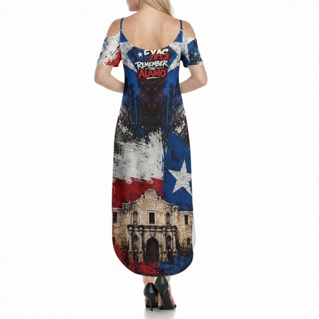 Texas Remember The Alamo Summer Maxi Dress Distressed Splatter Paint Texan Pride