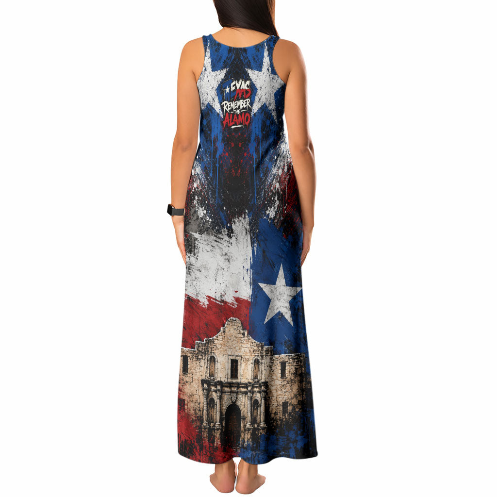 Texas Remember The Alamo Tank Maxi Dress Distressed Splatter Paint Texan Pride