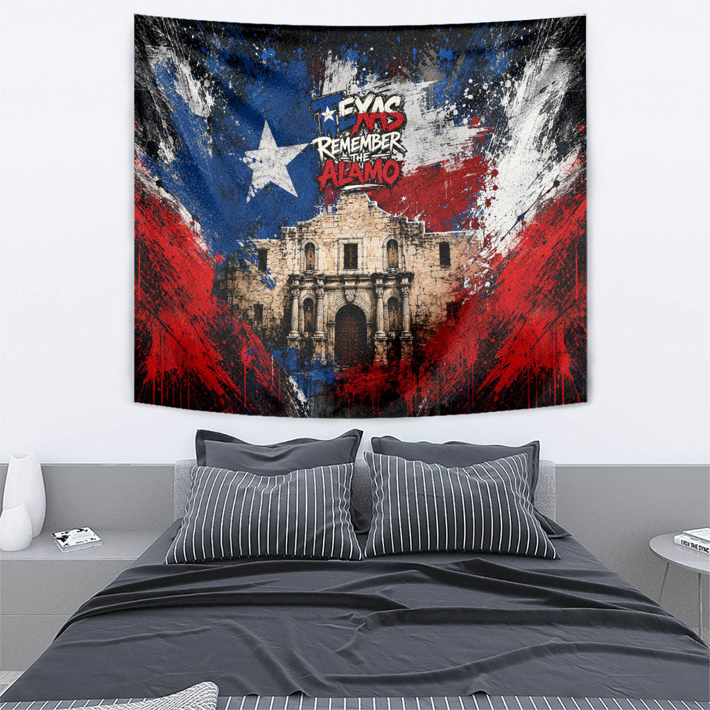 Texas Remember The Alamo Tapestry Distressed Splatter Paint Texan Pride