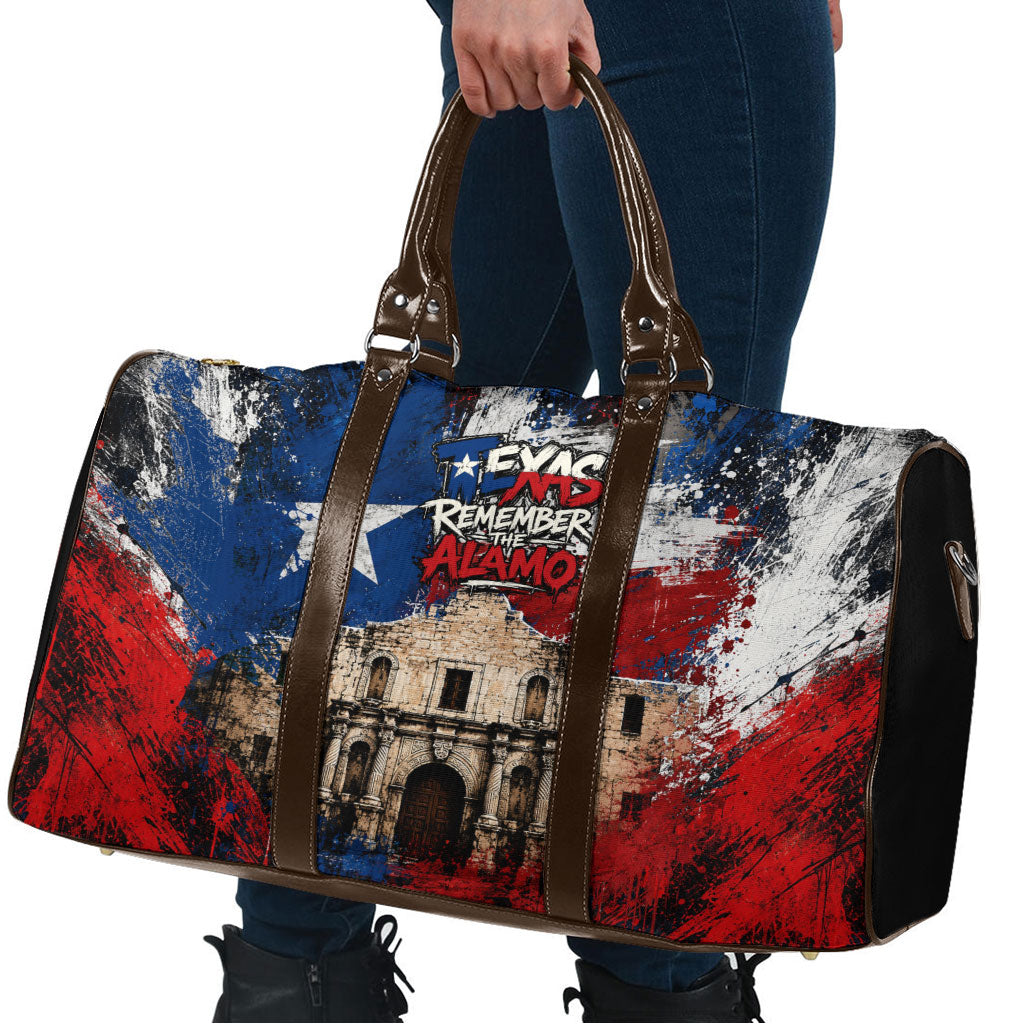 Texas Remember The Alamo Travel Bag Distressed Splatter Paint Texan Pride