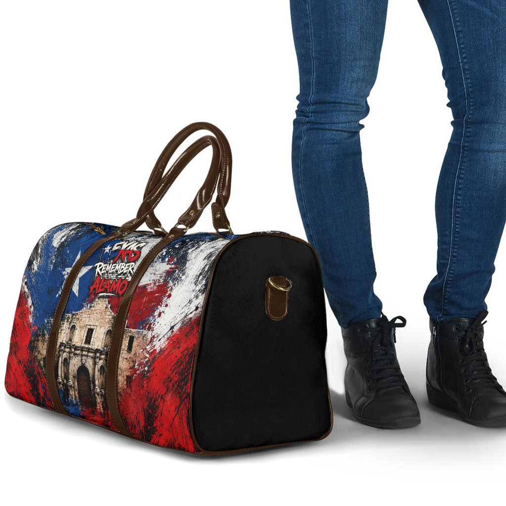 Texas Remember The Alamo Travel Bag Distressed Splatter Paint Texan Pride