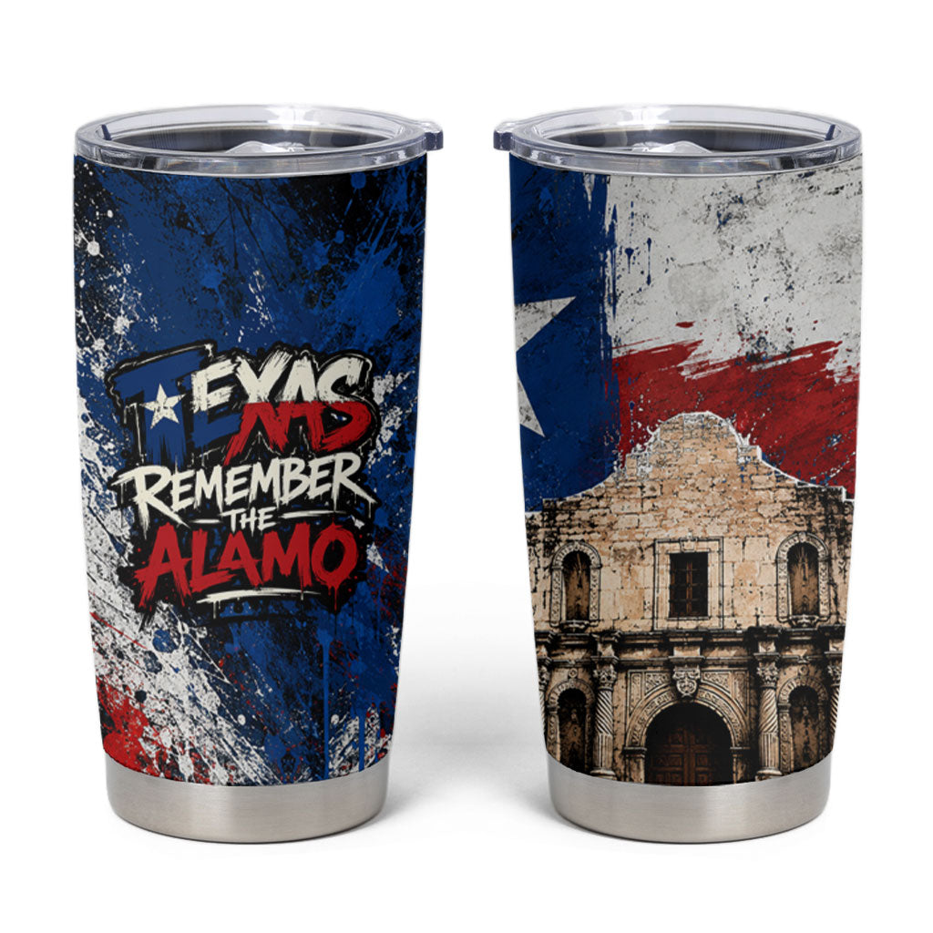 Texas Remember The Alamo Tumbler Cup Distressed Splatter Paint Texan Pride