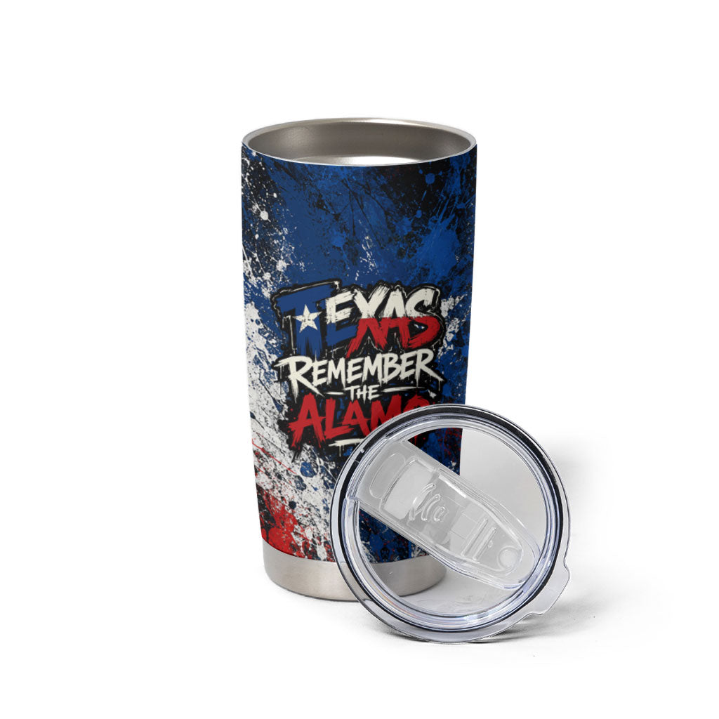 Texas Remember The Alamo Tumbler Cup Distressed Splatter Paint Texan Pride