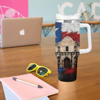 Texas Remember The Alamo Tumbler With Handle Distressed Splatter Paint Texan Pride