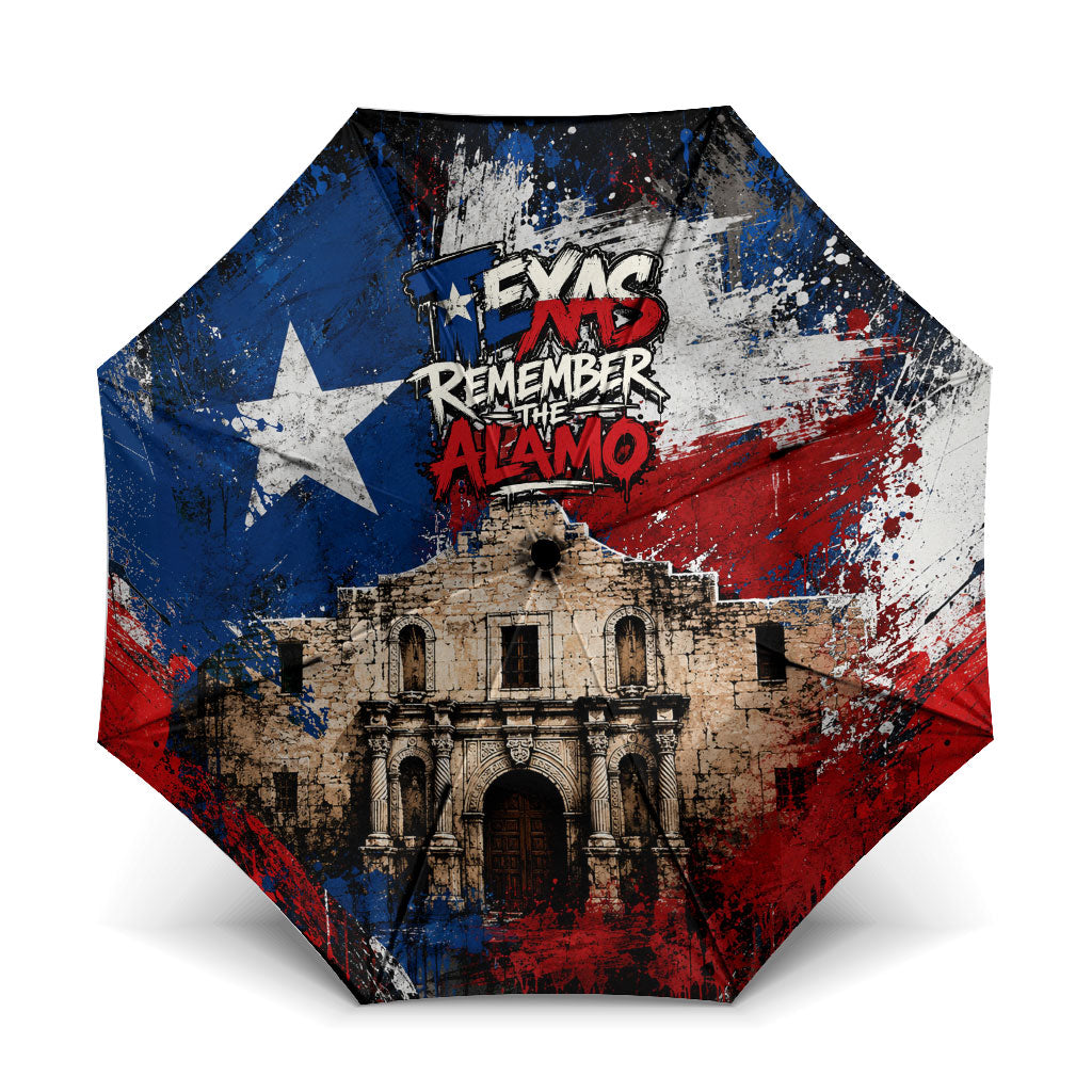 Texas Remember The Alamo Umbrella Distressed Splatter Paint Texan Pride
