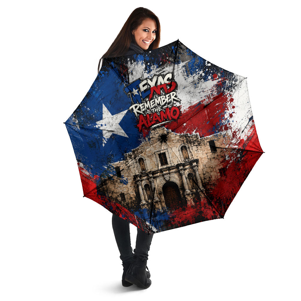 Texas Remember The Alamo Umbrella Distressed Splatter Paint Texan Pride