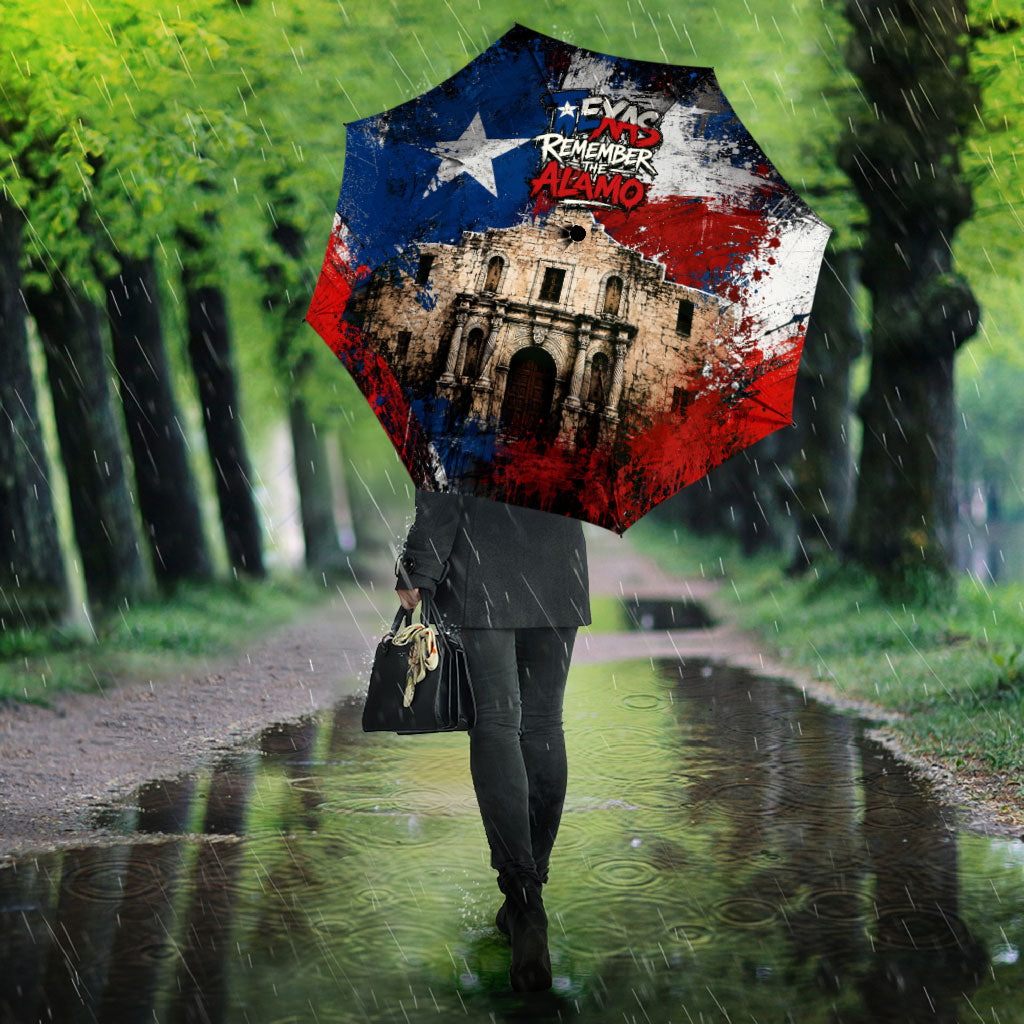 Texas Remember The Alamo Umbrella Distressed Splatter Paint Texan Pride