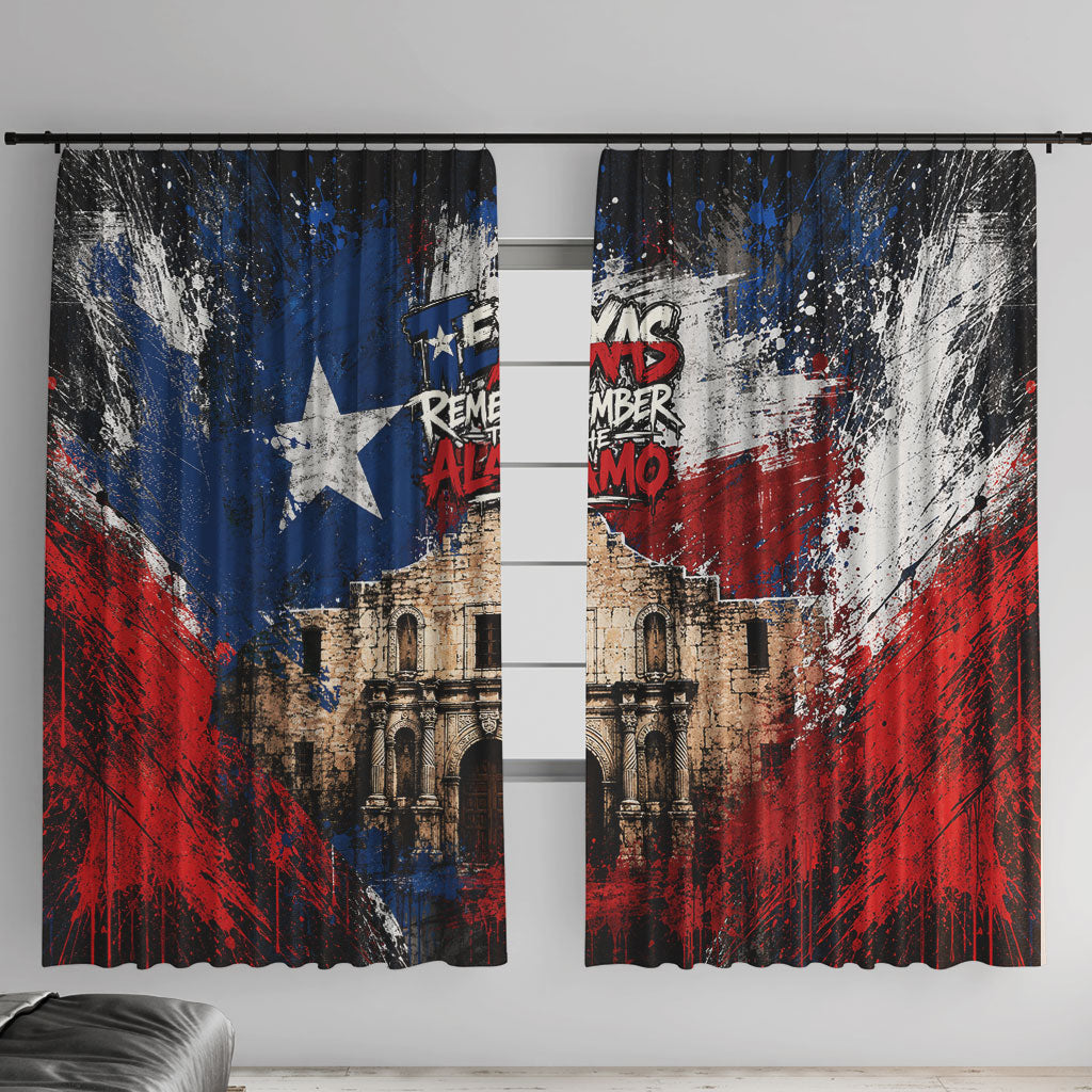 Texas Remember The Alamo Window Curtain Distressed Splatter Paint Texan Pride