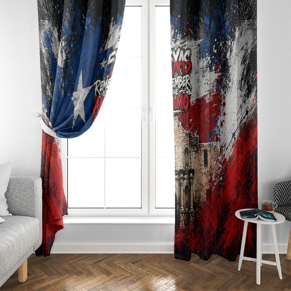 Texas Remember The Alamo Window Curtain Distressed Splatter Paint Texan Pride