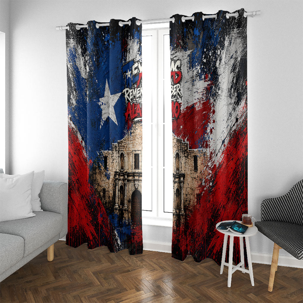 Texas Remember The Alamo Window Curtain Distressed Splatter Paint Texan Pride