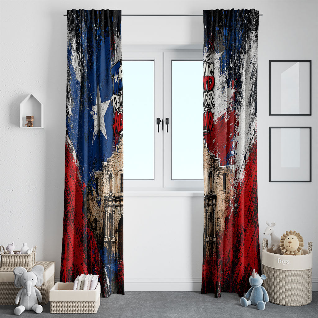 Texas Remember The Alamo Window Curtain Distressed Splatter Paint Texan Pride