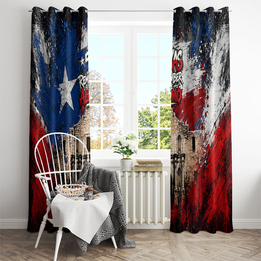 Texas Remember The Alamo Window Curtain Distressed Splatter Paint Texan Pride