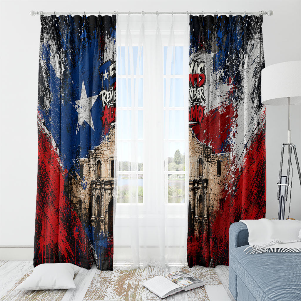 Texas Remember The Alamo Window Curtain Distressed Splatter Paint Texan Pride