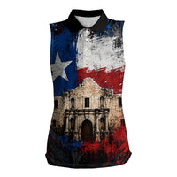 Texas Remember The Alamo Women Sleeveless Polo Shirt Distressed Splatter Paint Texan Pride