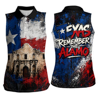 Texas Remember The Alamo Women Sleeveless Polo Shirt Distressed Splatter Paint Texan Pride