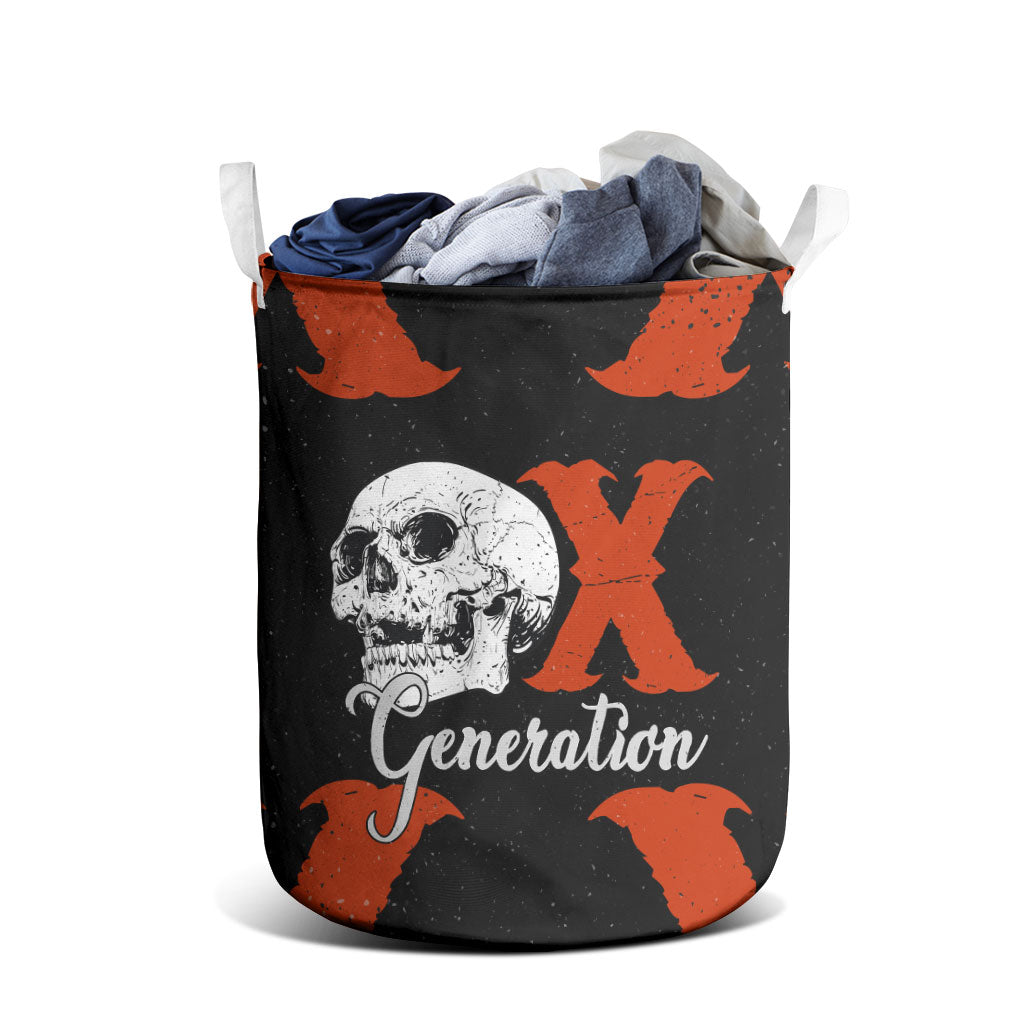 Generation X Skull Laundry Basket Retro Distressed Grunge Edgy Nostalgia