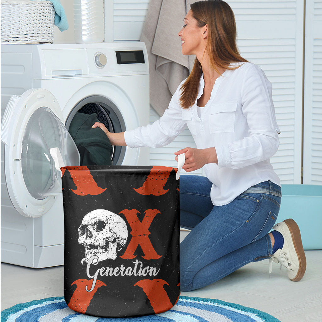 Generation X Skull Laundry Basket Retro Distressed Grunge Edgy Nostalgia