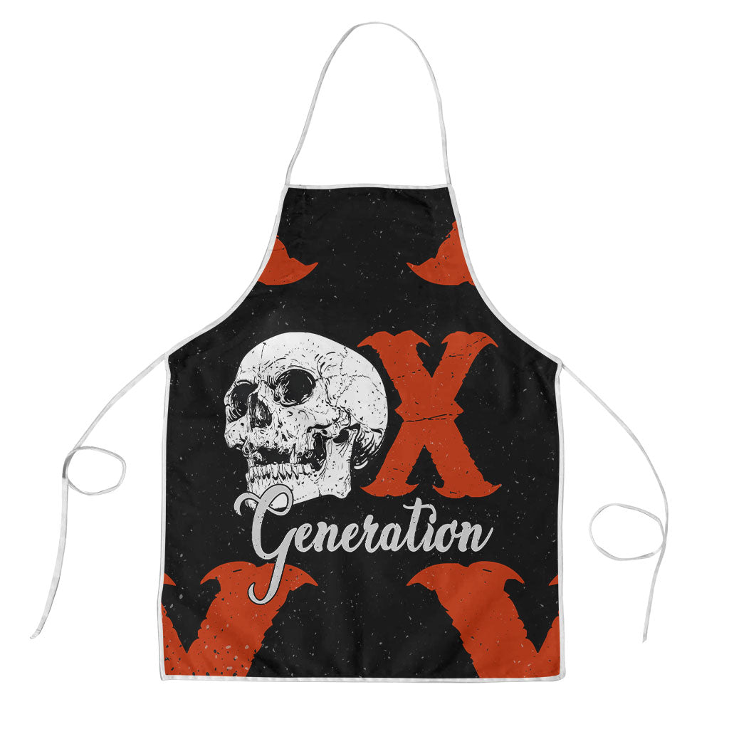 Generation X Skull Apron Retro Distressed Grunge Edgy Nostalgia