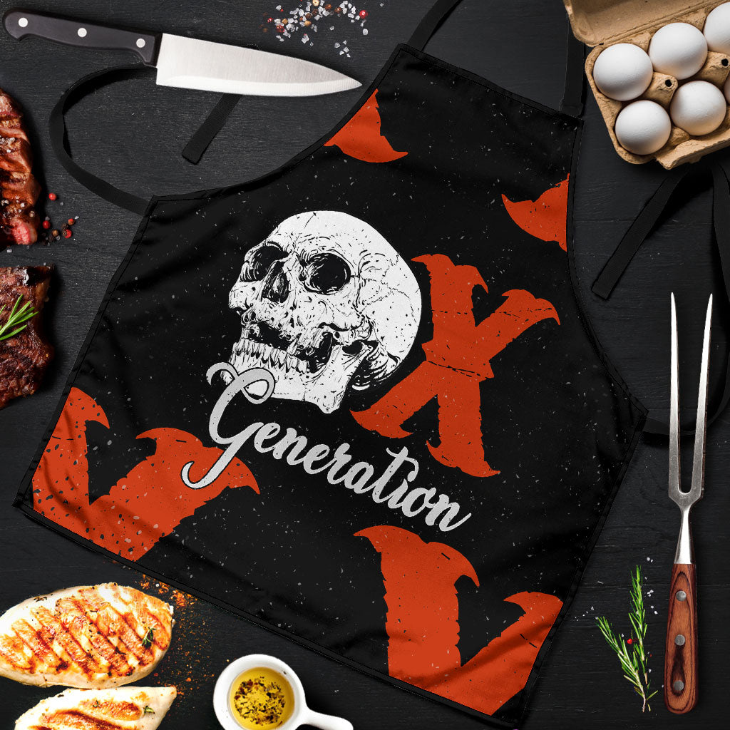 Generation X Skull Apron Retro Distressed Grunge Edgy Nostalgia