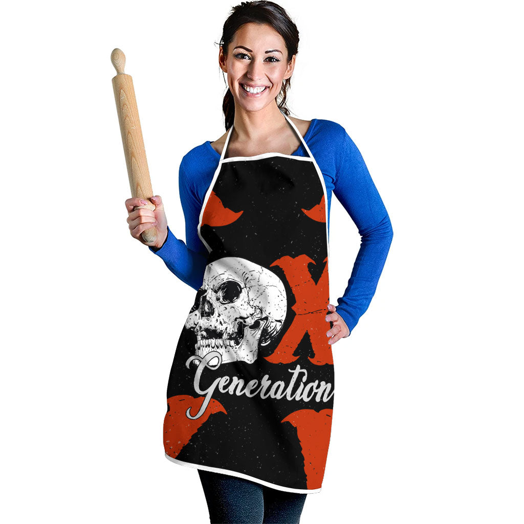 Generation X Skull Apron Retro Distressed Grunge Edgy Nostalgia