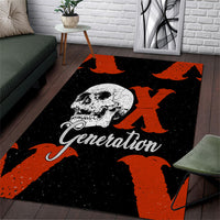Generation X Skull Area Rug Retro Distressed Grunge Edgy Nostalgia