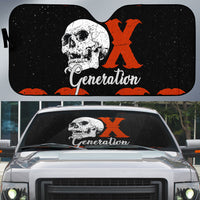 Generation X Skull Auto Sun Shade Retro Distressed Grunge Edgy Nostalgia
