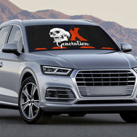 Generation X Skull Auto Sun Shade Retro Distressed Grunge Edgy Nostalgia