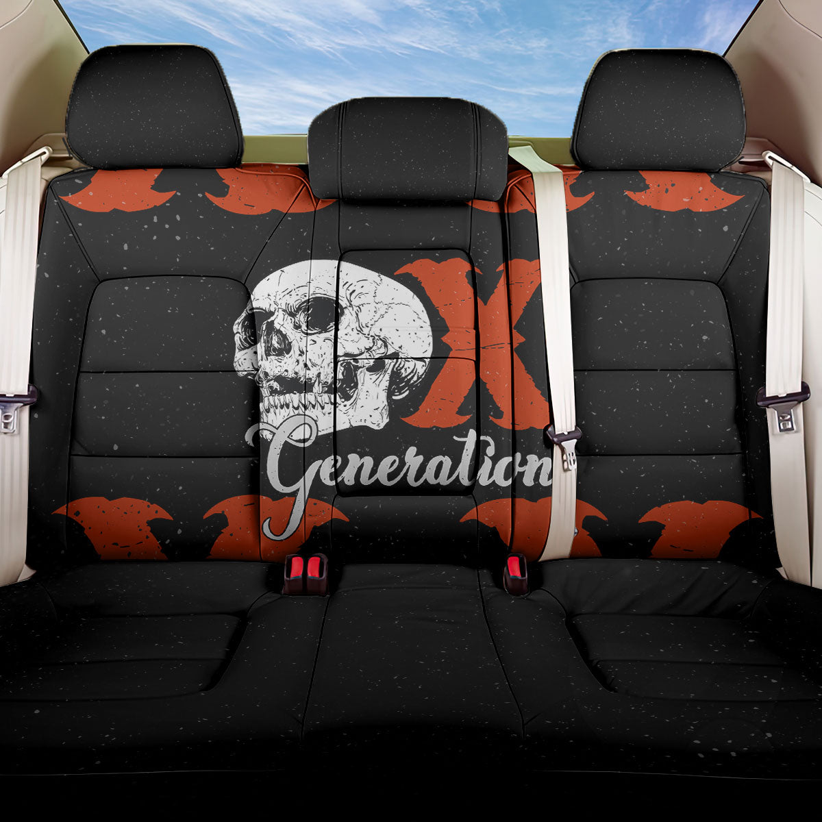 Generation X Skull Back Car Seat Cover Retro Distressed Grunge Edgy Nostalgia