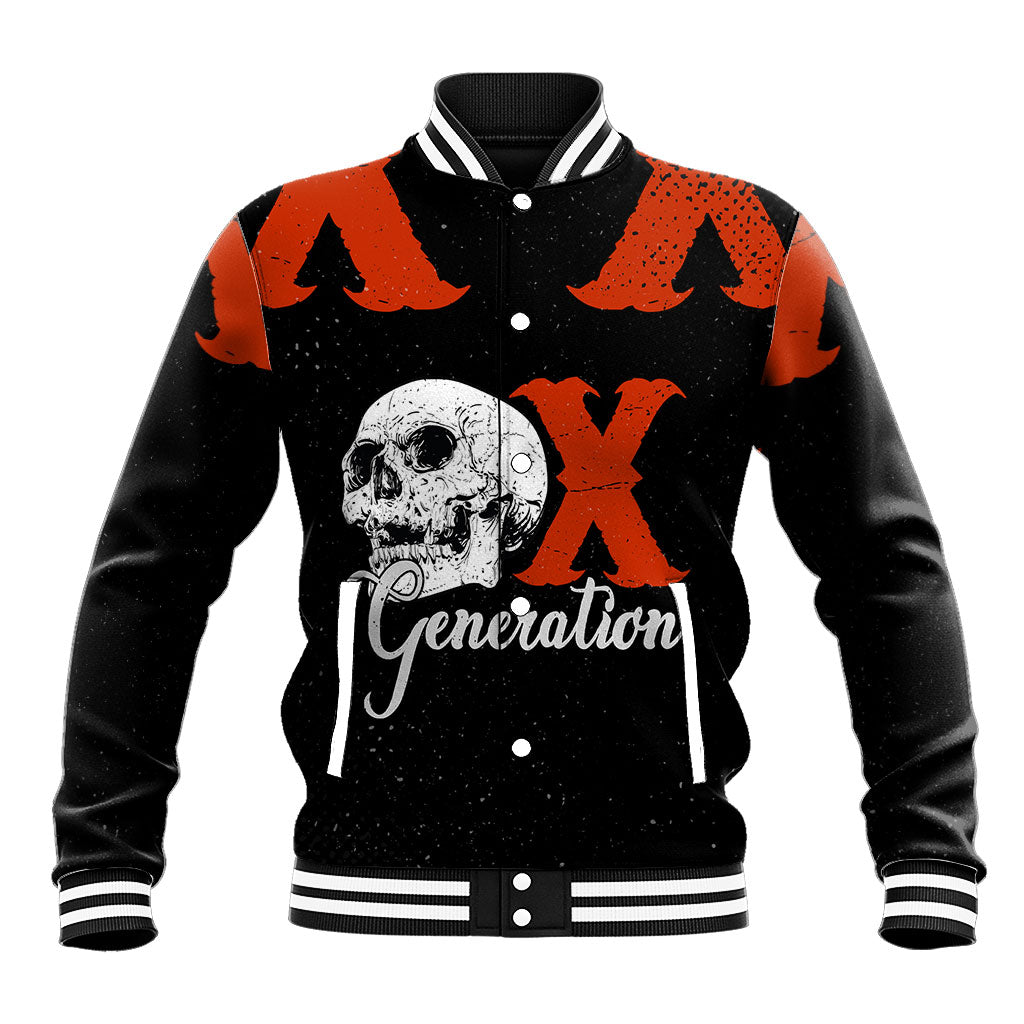 Generation X Skull Baseball Jacket Retro Distressed Grunge Edgy Nostalgia