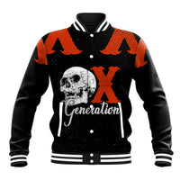 Generation X Skull Baseball Jacket Retro Distressed Grunge Edgy Nostalgia