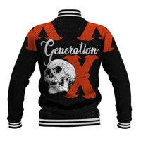 Generation X Skull Baseball Jacket Retro Distressed Grunge Edgy Nostalgia