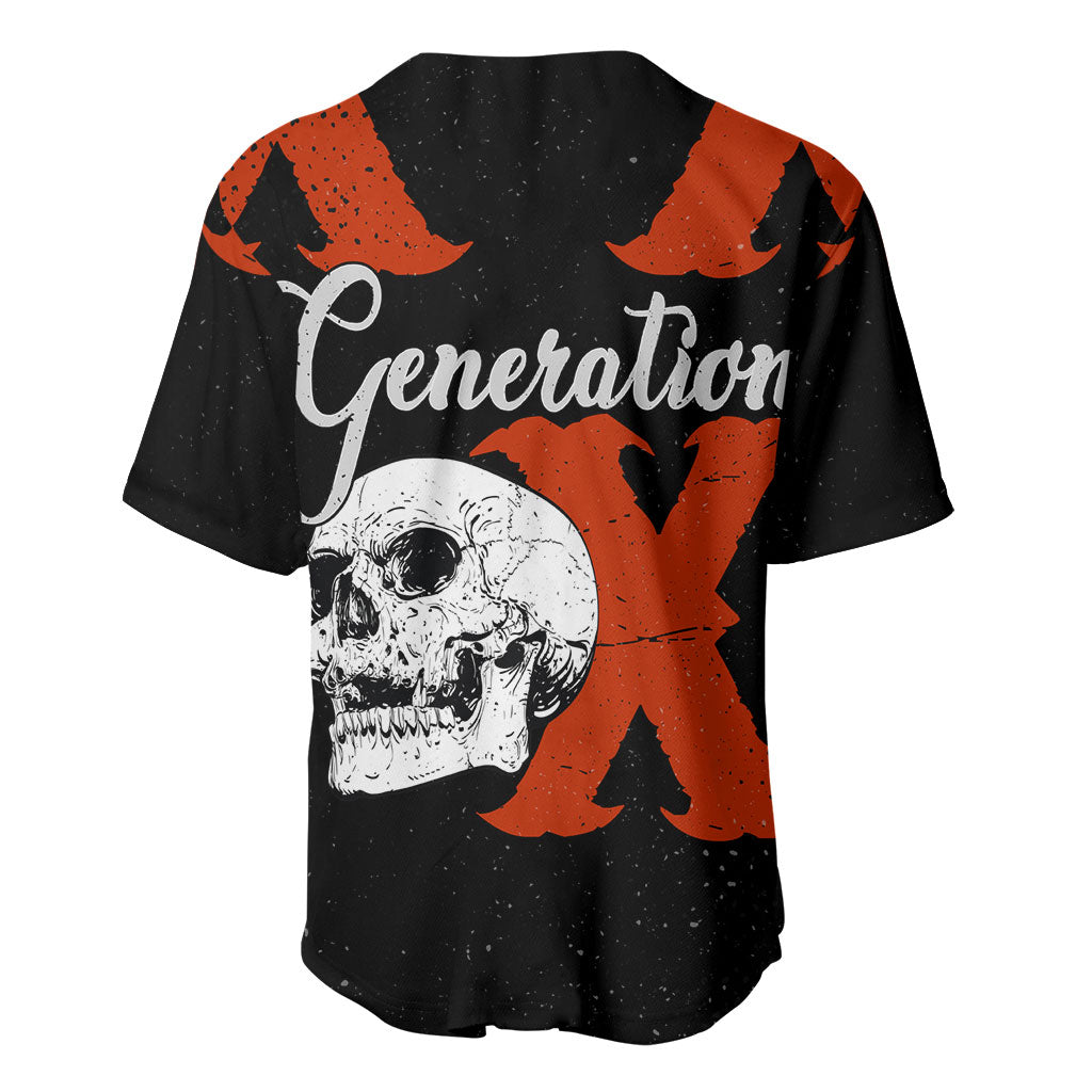 Generation X Skull Baseball Jersey Retro Distressed Grunge Edgy Nostalgia