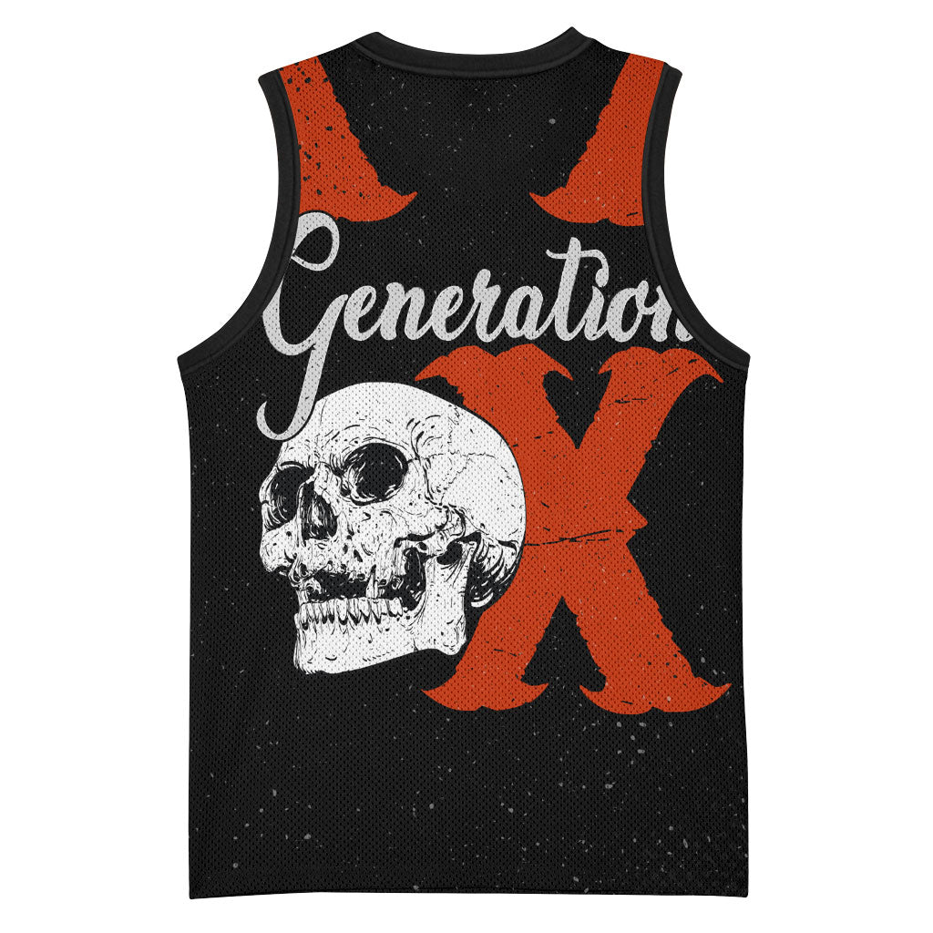Generation X Skull Basketball Jersey Retro Distressed Grunge Edgy Nostalgia