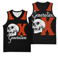 Generation X Skull Basketball Jersey Retro Distressed Grunge Edgy Nostalgia
