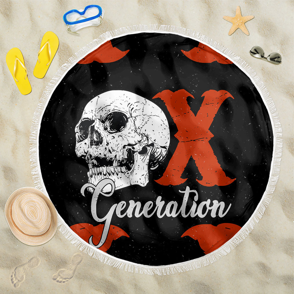 Generation X Skull Beach Blanket Retro Distressed Grunge Edgy Nostalgia