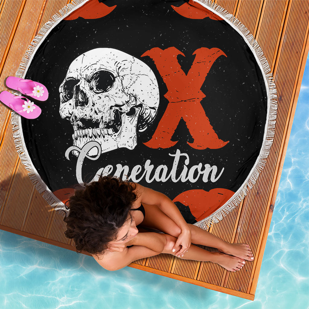 Generation X Skull Beach Blanket Retro Distressed Grunge Edgy Nostalgia