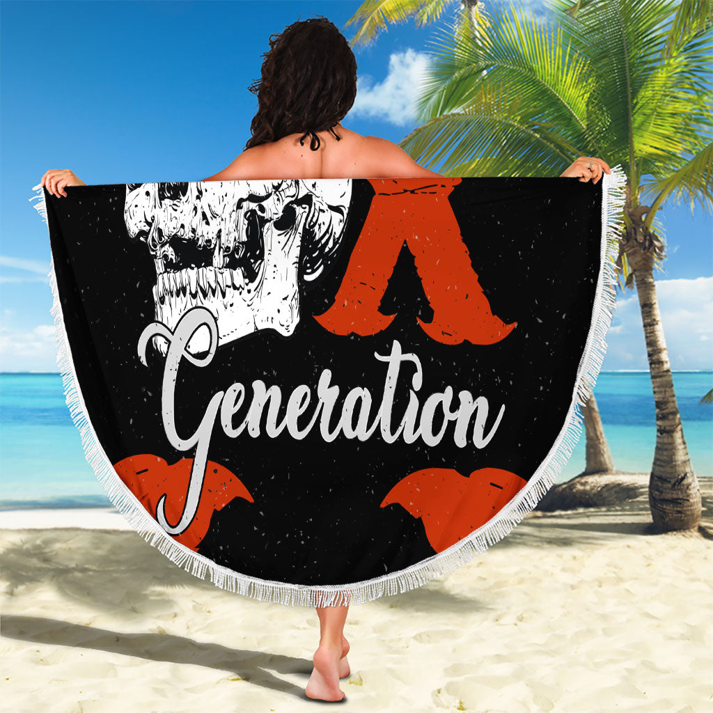 Generation X Skull Beach Blanket Retro Distressed Grunge Edgy Nostalgia
