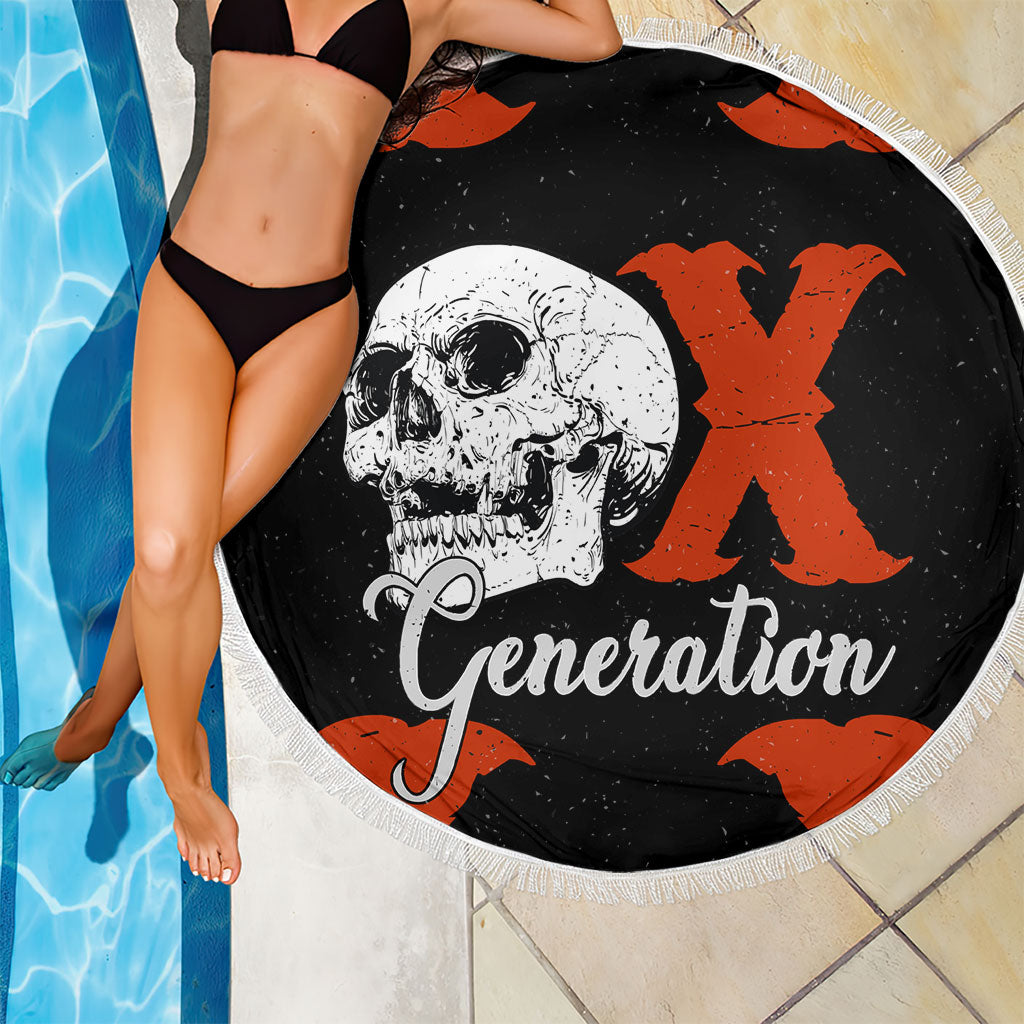 Generation X Skull Beach Blanket Retro Distressed Grunge Edgy Nostalgia