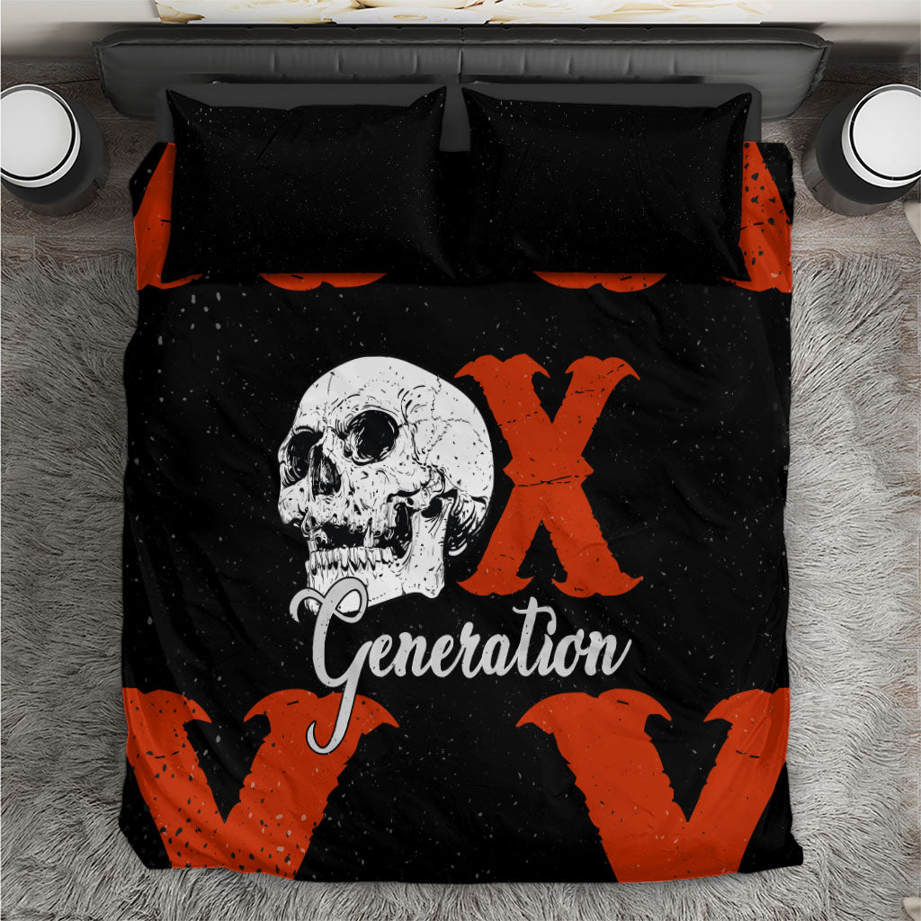 Generation X Skull Bedding Set Retro Distressed Grunge Edgy Nostalgia