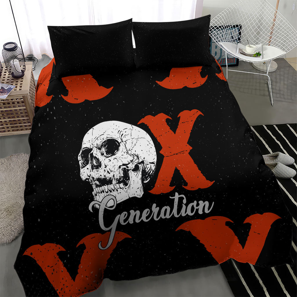 Generation X Skull Bedding Set Retro Distressed Grunge Edgy Nostalgia