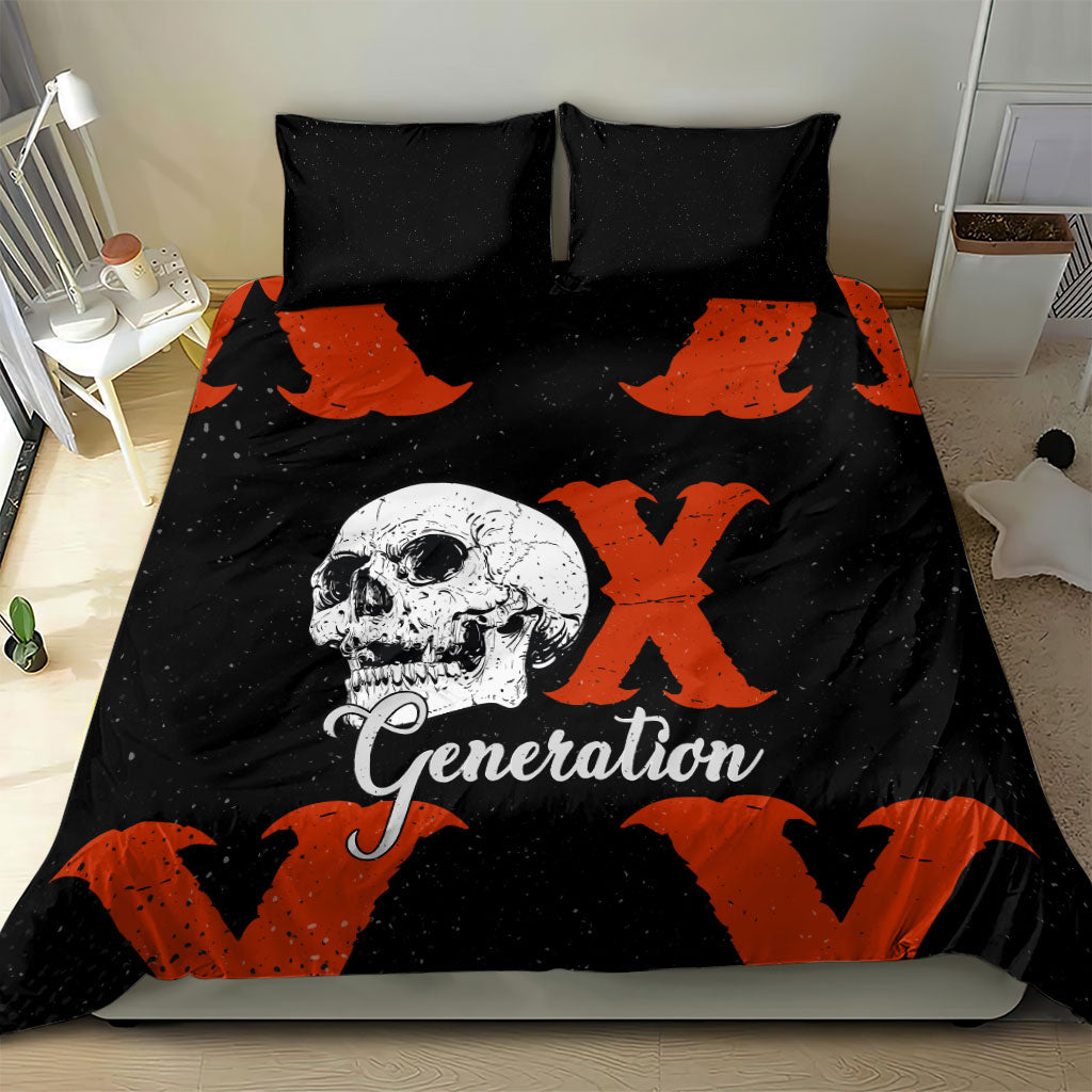 Generation X Skull Bedding Set Retro Distressed Grunge Edgy Nostalgia