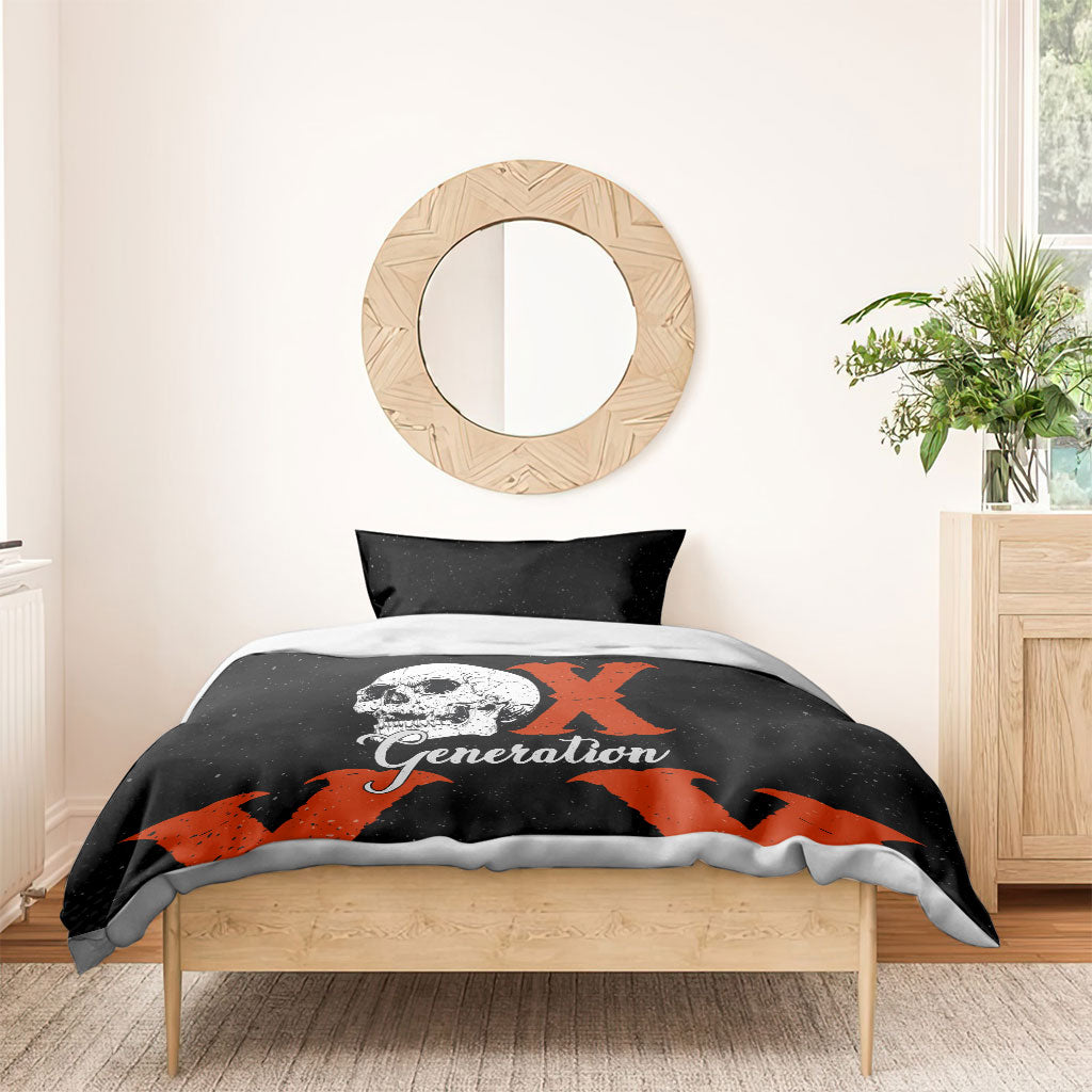 Generation X Skull Bedding Set Retro Distressed Grunge Edgy Nostalgia