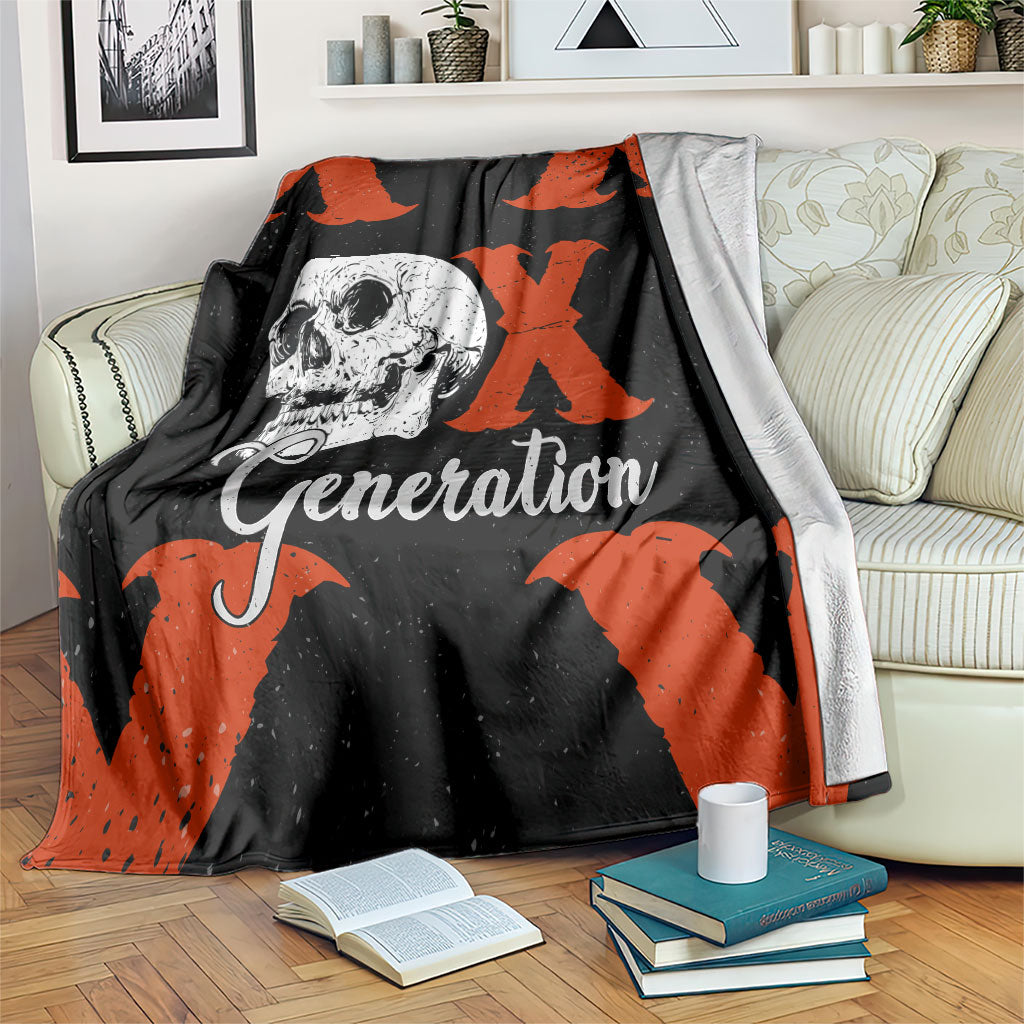 Generation X Skull Blanket Retro Distressed Grunge Edgy Nostalgia