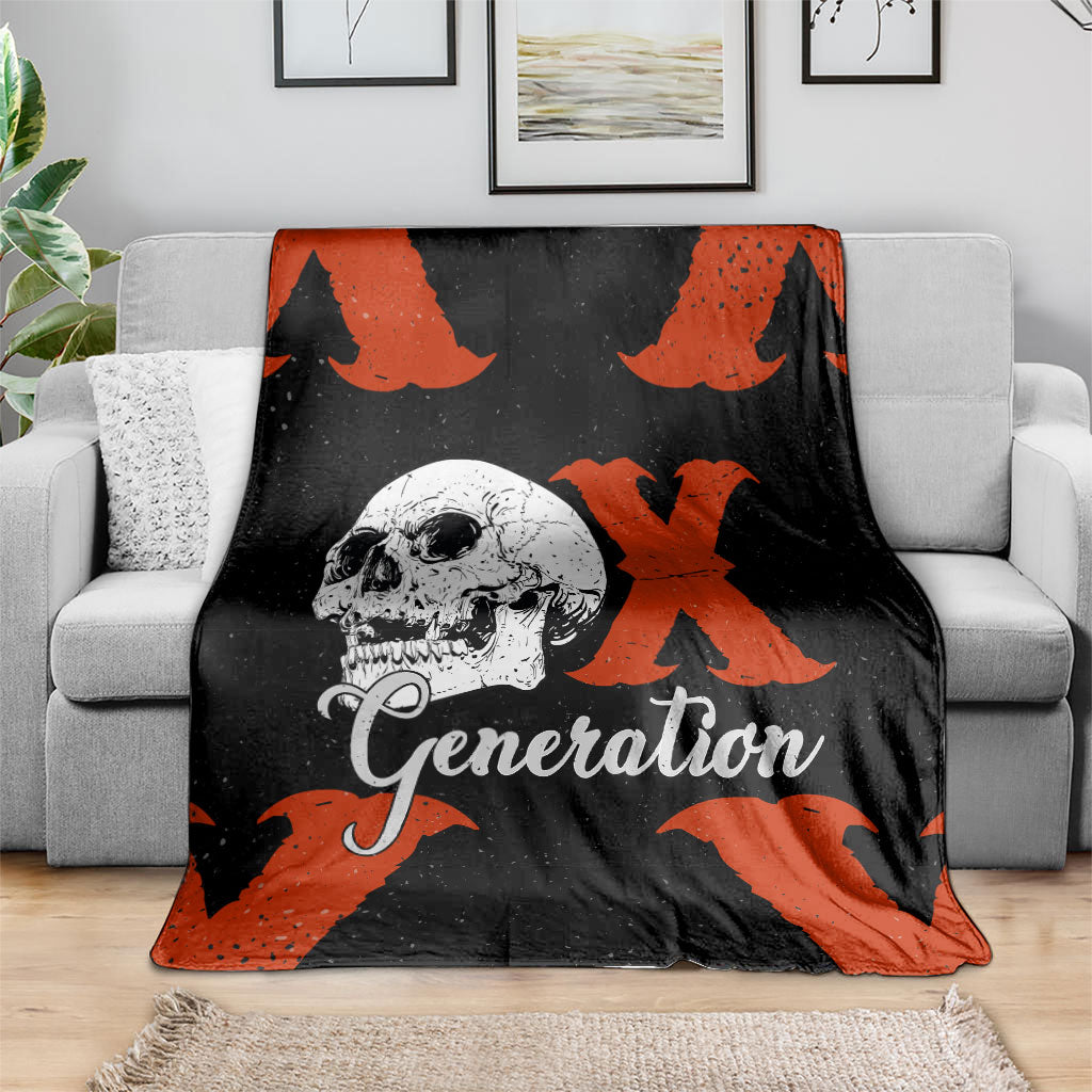 Generation X Skull Blanket Retro Distressed Grunge Edgy Nostalgia