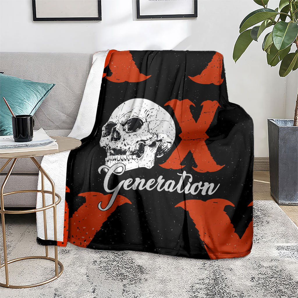Generation X Skull Blanket Retro Distressed Grunge Edgy Nostalgia